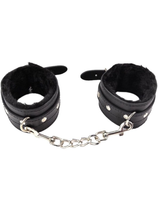 ESPOSAS DE CUERO Y FELPA NEGRO