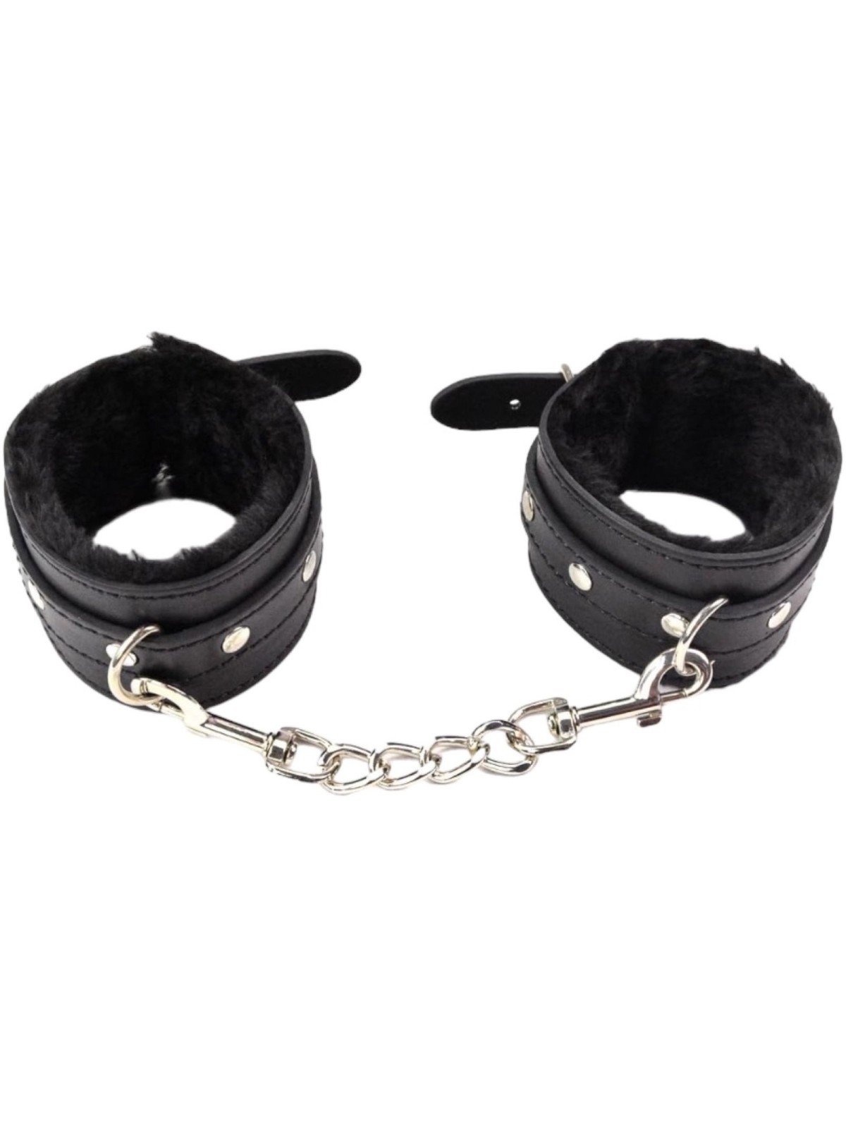 ESPOSAS DE CUERO Y FELPA NEGRO