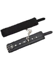 ESPOSAS DE CUERO Y FELPA NEGRO