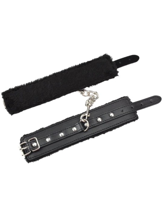ESPOSAS DE CUERO Y FELPA NEGRO